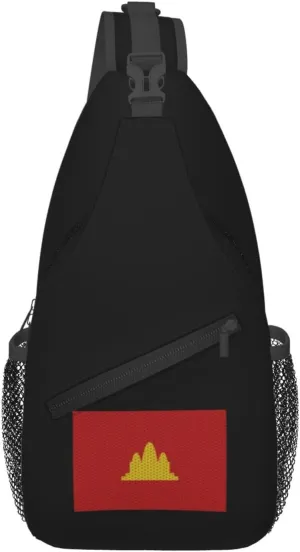 Flag Of Democratic Kampuchea Crossbody Bags For Women Men Chest Backpack Gym Shoulder Bag Travel Outdoor Sports Casual Crossbody Bags