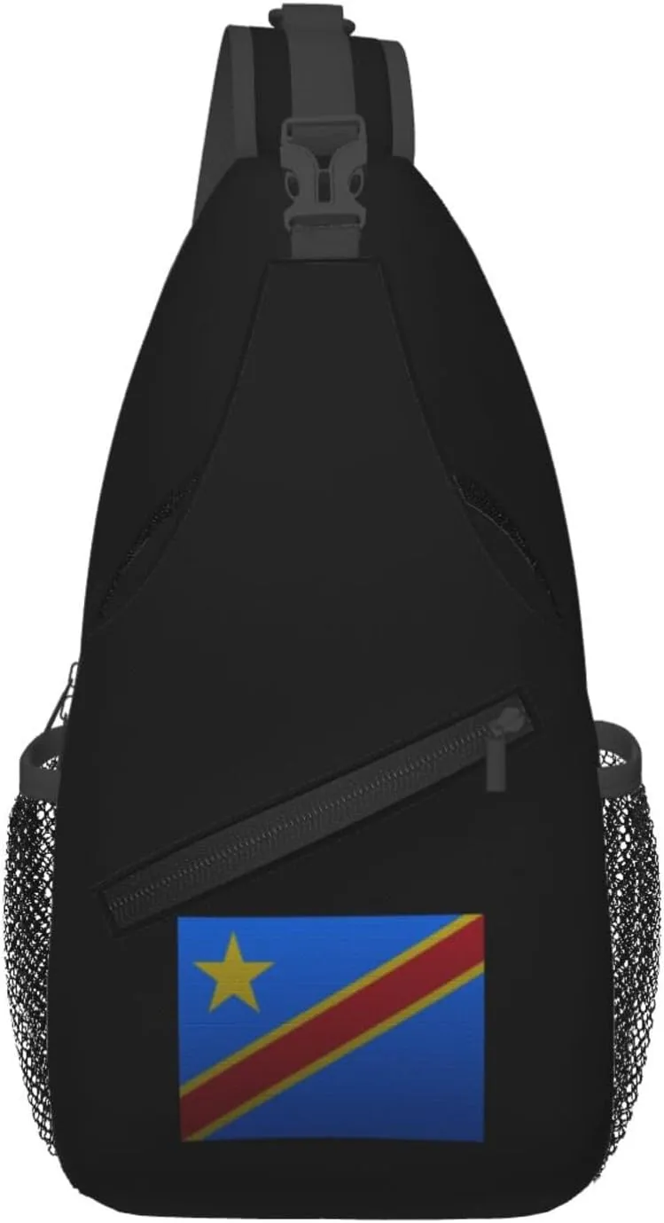 Flag Of The Democratic Republic Of The Congo Knitting Effect Crossbody Bags For Women Men Chest Backpack Gym Shoulder Bag Travel Outdoor Sports Casual Crossbody Bags