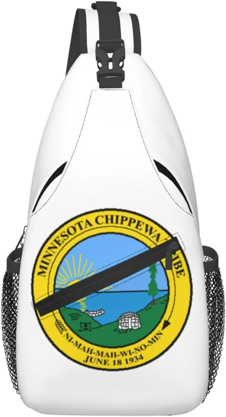 Flag Of The Minnesota Chippewa Tribe Crossbody Bags For Women Men Chest Backpack Gym Shoulder Bag Travel Outdoor Sports Casual Crossbody Bags