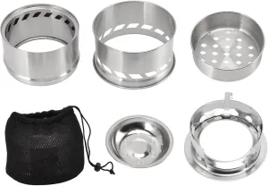 flexman Mini Alcohol Stove, Portable Stainless Steel Campfire Stove with Storage Bag for Camping Barbecue Stove, Mini Electric Stove, Household Kitchen Cooker (Tall Stand)