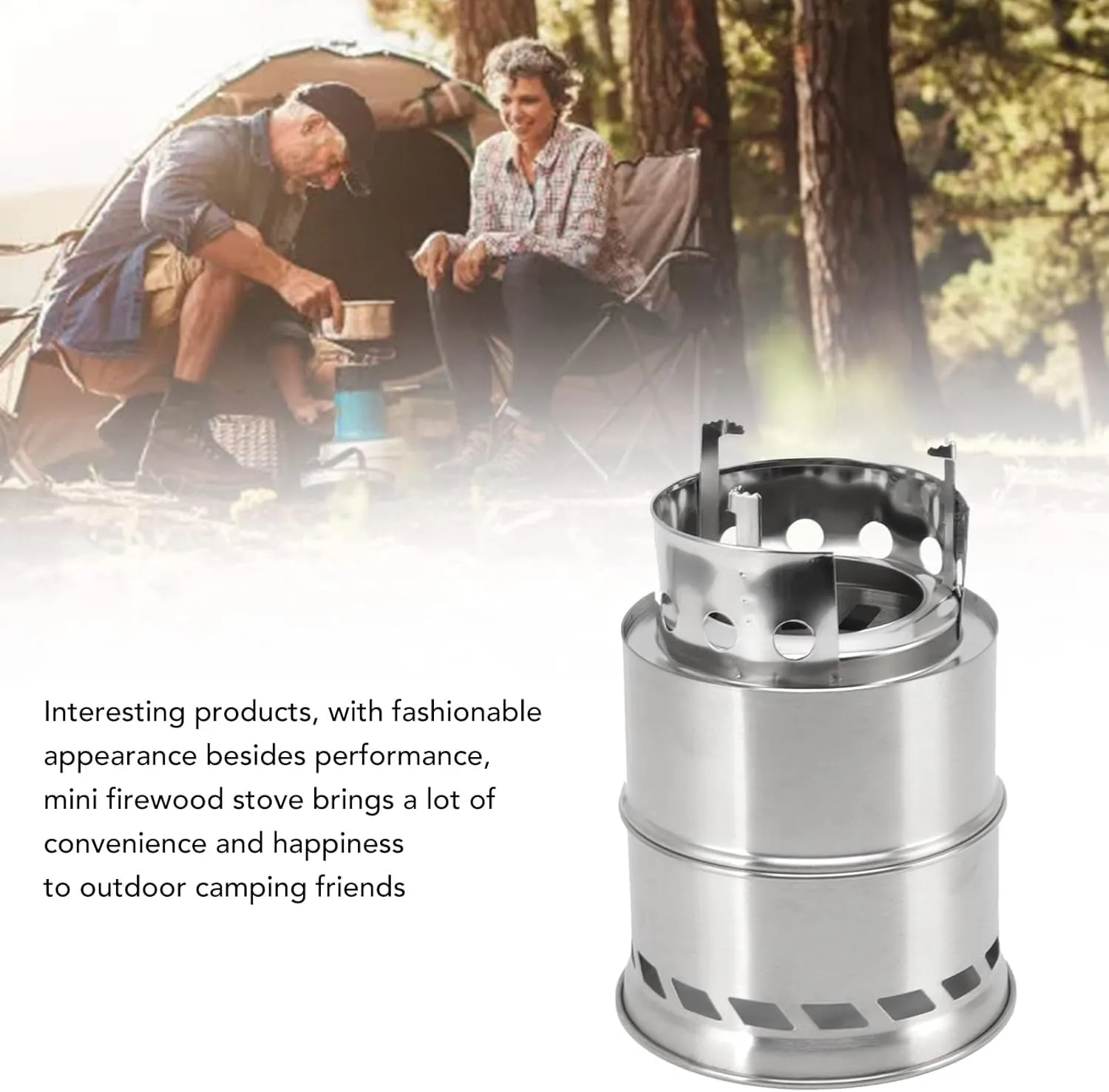 flexman Mini Alcohol Stove, Portable Stainless Steel Campfire Stove with Storage Bag for Camping Barbecue Stove, Mini Electric Stove, Household Kitchen Cooker (Tall Stand)