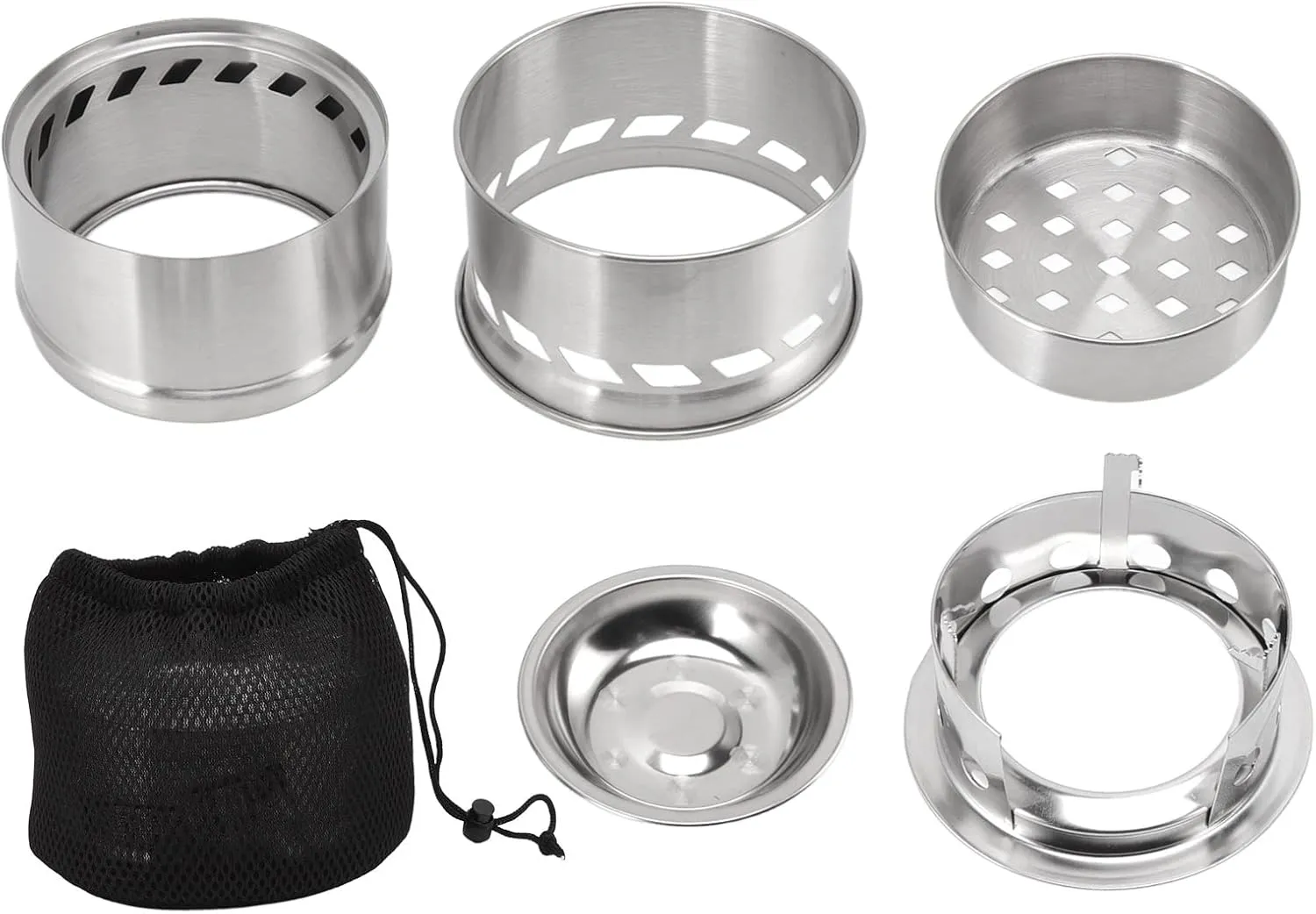 flexman Mini Alcohol Stove, Portable Stainless Steel Campfire Stove with Storage Bag for Camping Barbecue Stove, Mini Electric Stove, Household Kitchen Cooker (Tall Stand)