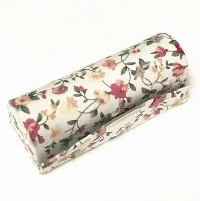 Floral Silk Brocade Empty Jewelry Lipstick Case with Mirror Cosmetic Packaging Boxes Lip gloss Tube Lip Balm Container 12pcs/lot (white (12 pcs))