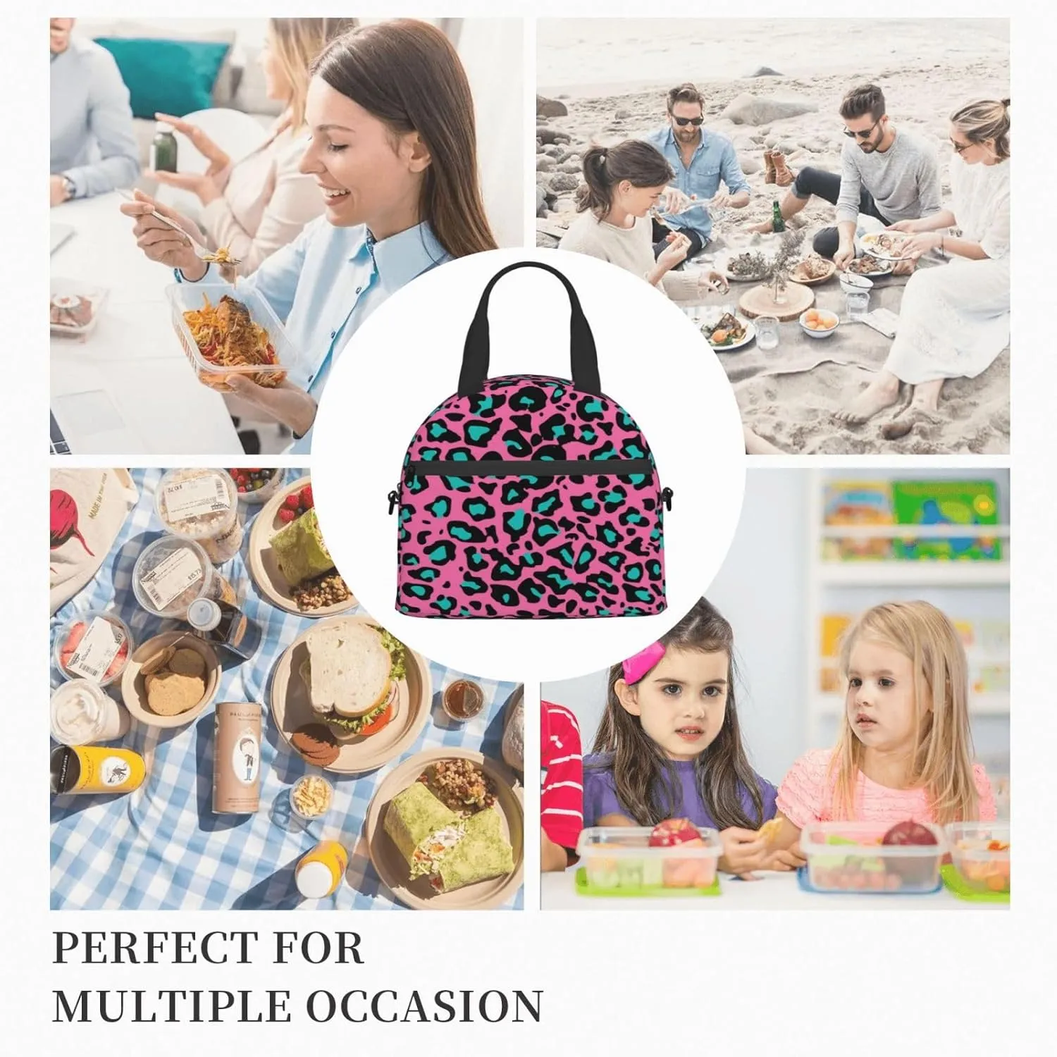 Flower,Lunch Bag for Women Cute Lunch Bag For Work,Flower with Stalks and Leaves Blooming,Insulated Lunchbag Lunch Tote With Adjustable Strap For Office Picnic Beach,Blue Yellow