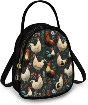 Flowers Crossbody Bags for Women, PU Leather Cross Body Wallet Phone Holder Top Handle Shoulder Bag Travel Handbag