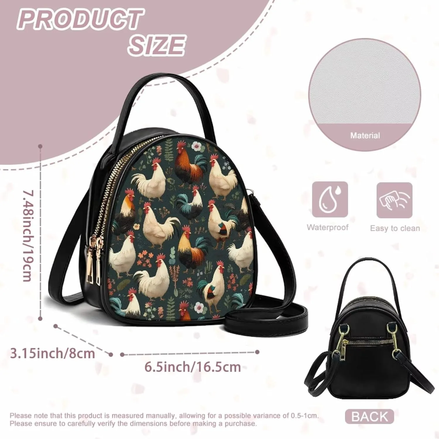 Flowers Crossbody Bags for Women, PU Leather Cross Body Wallet Phone Holder Top Handle Shoulder Bag Travel Handbag