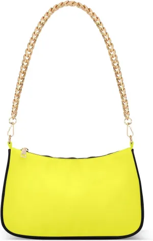 Fluorescent Yellow chain cross body bag for woman with multi pockets hand bag for mothers