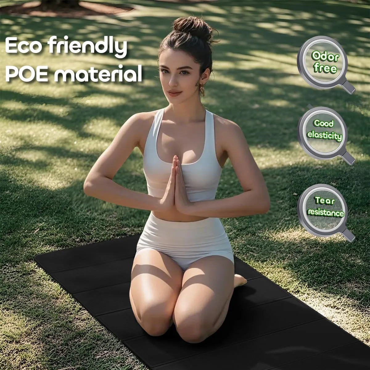 Foldable Extra Thick 1/2" Yoga Mat,Non Slip,Easy to Store for Yoga/Travel/Pilates/Workouts/Camping,Eco-Friendly Exercise (68.9"L x 24"W)