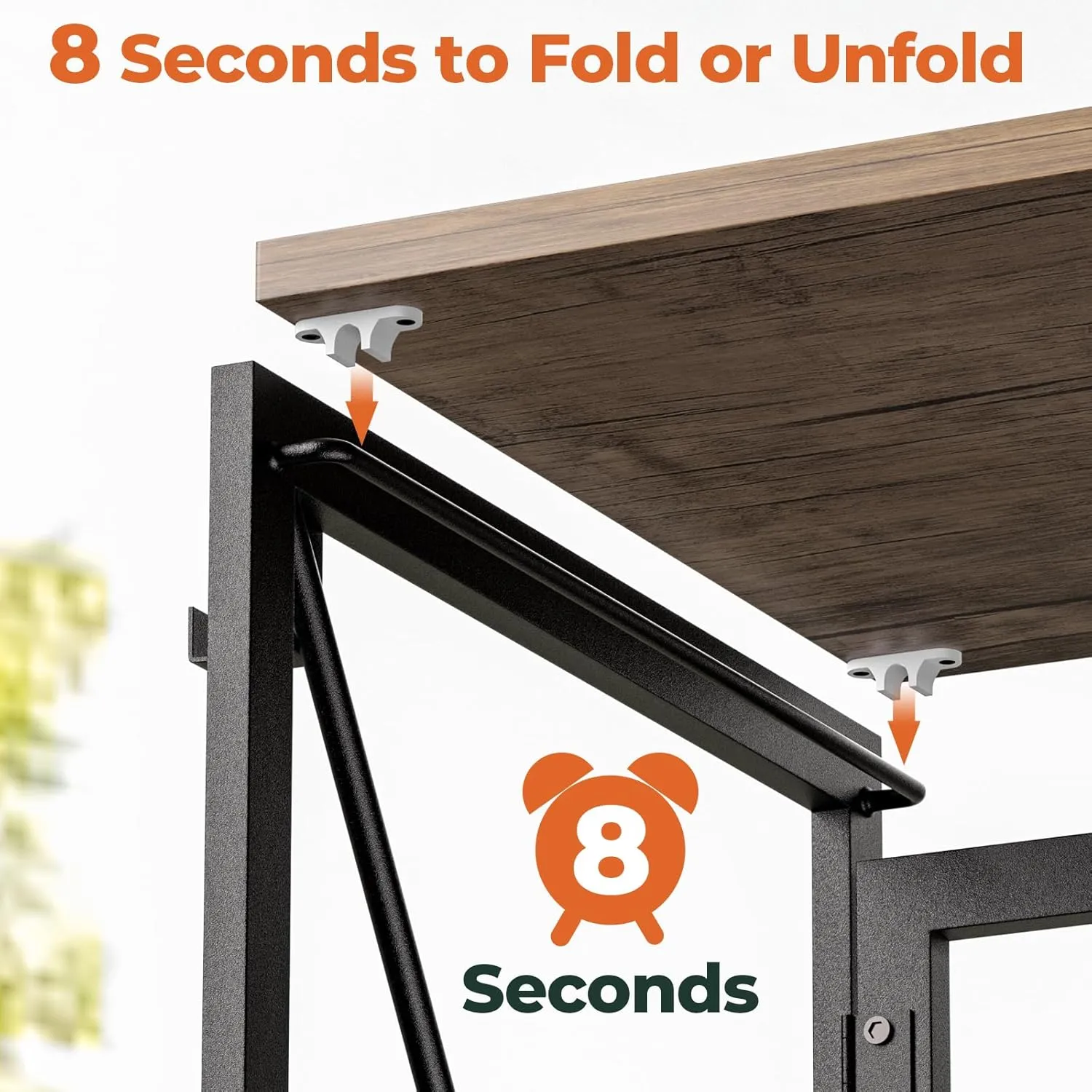 Folding Desk with Storage Pocket for Small Spaces, 39.4 Inch Foldable Desk with Headphone Hook for Bedroom Home Office, Portable Writing Table, Easy Assembly, Brown