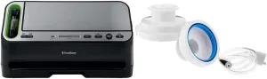 Foodsaver V4400 2-in-1 Vacuum Sealer Machine with Automatic Bag Detection and Starter Kit |Black and Silver & Regular Sealer and Accessory Hose Wide-Mouth Jar Kit, 9.00 x 6.00 x 4.90 Inches, White