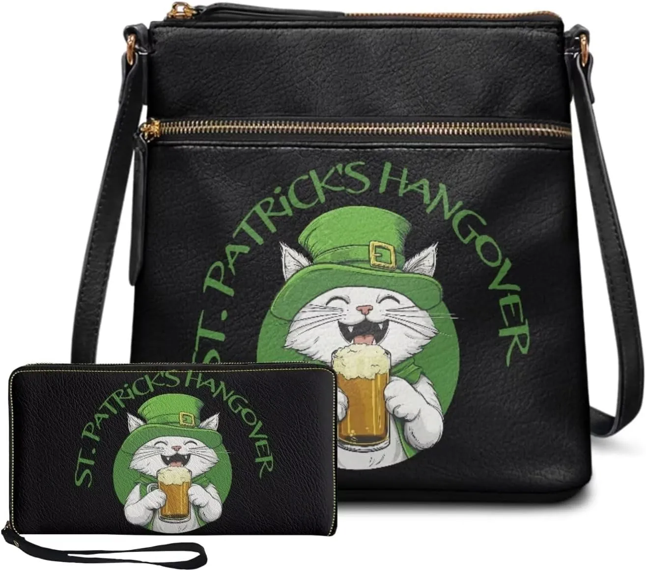 FOR U DESIGNS Purse and Wallet Set for Women Travel Leather Hobo Crossbody Bags St. Patrick's Day Satchel Bags