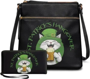 FOR U DESIGNS Purse and Wallet Set for Women Travel Leather Hobo Crossbody Bags St. Patrick's Day Satchel Bags