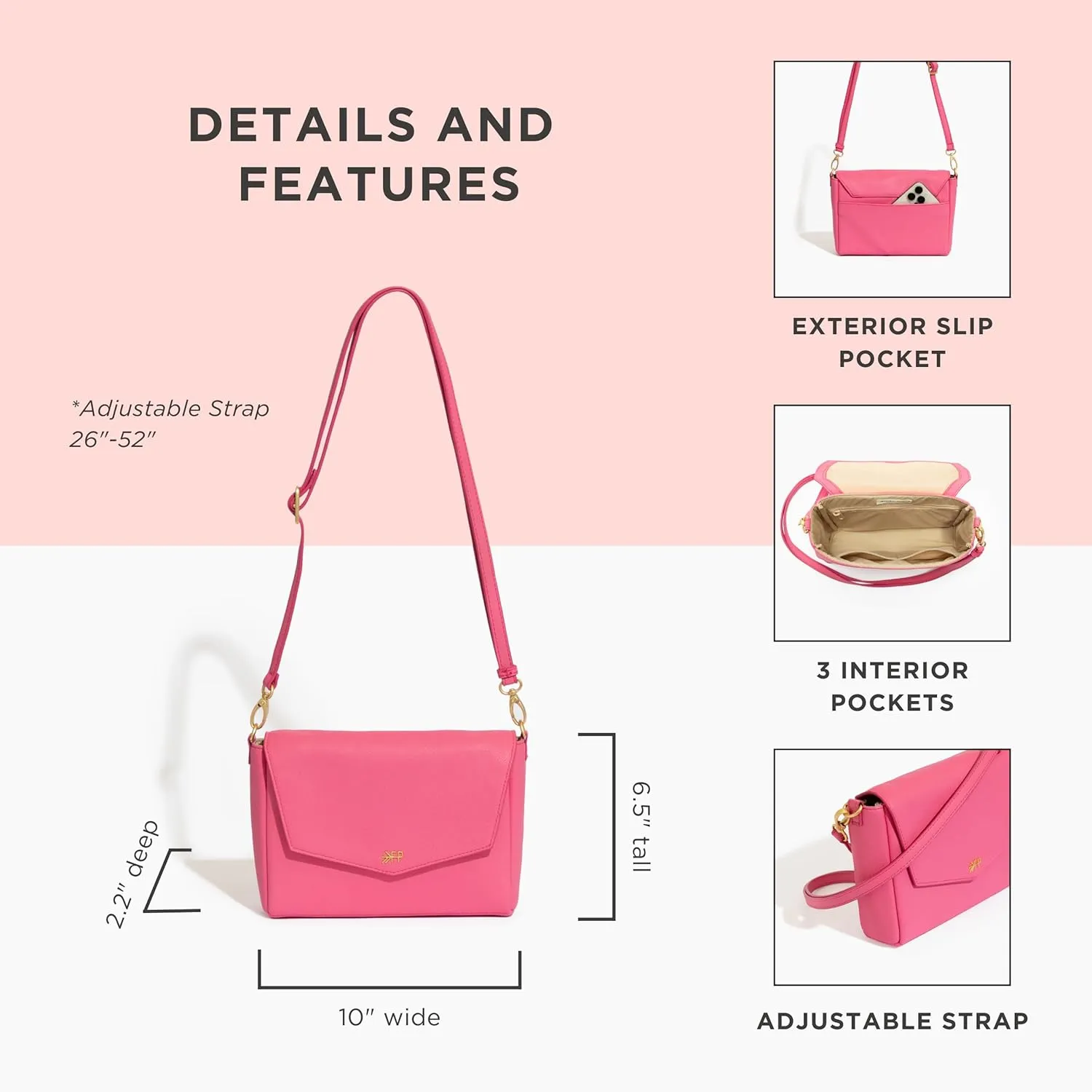 Freshly Picked Classic Crossbody Bag for Women - Stylish Handbag and Crossbody Purse Made with Premium Vegan Leather