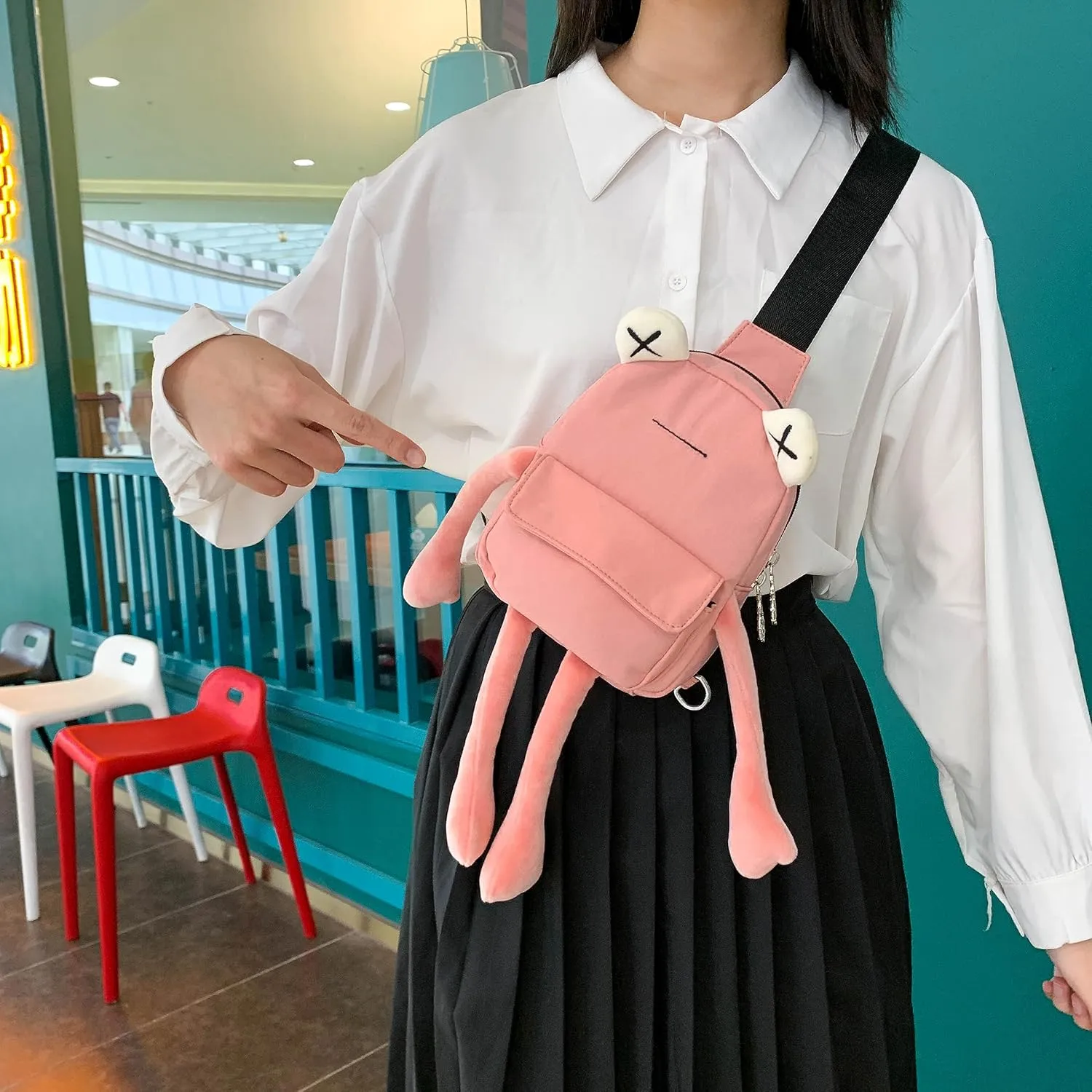 Frog Crossbody Handbags For Women Men Cute Shoulder Bag Nylon Sling Chest Bag Casual Travel Hiking Daypack