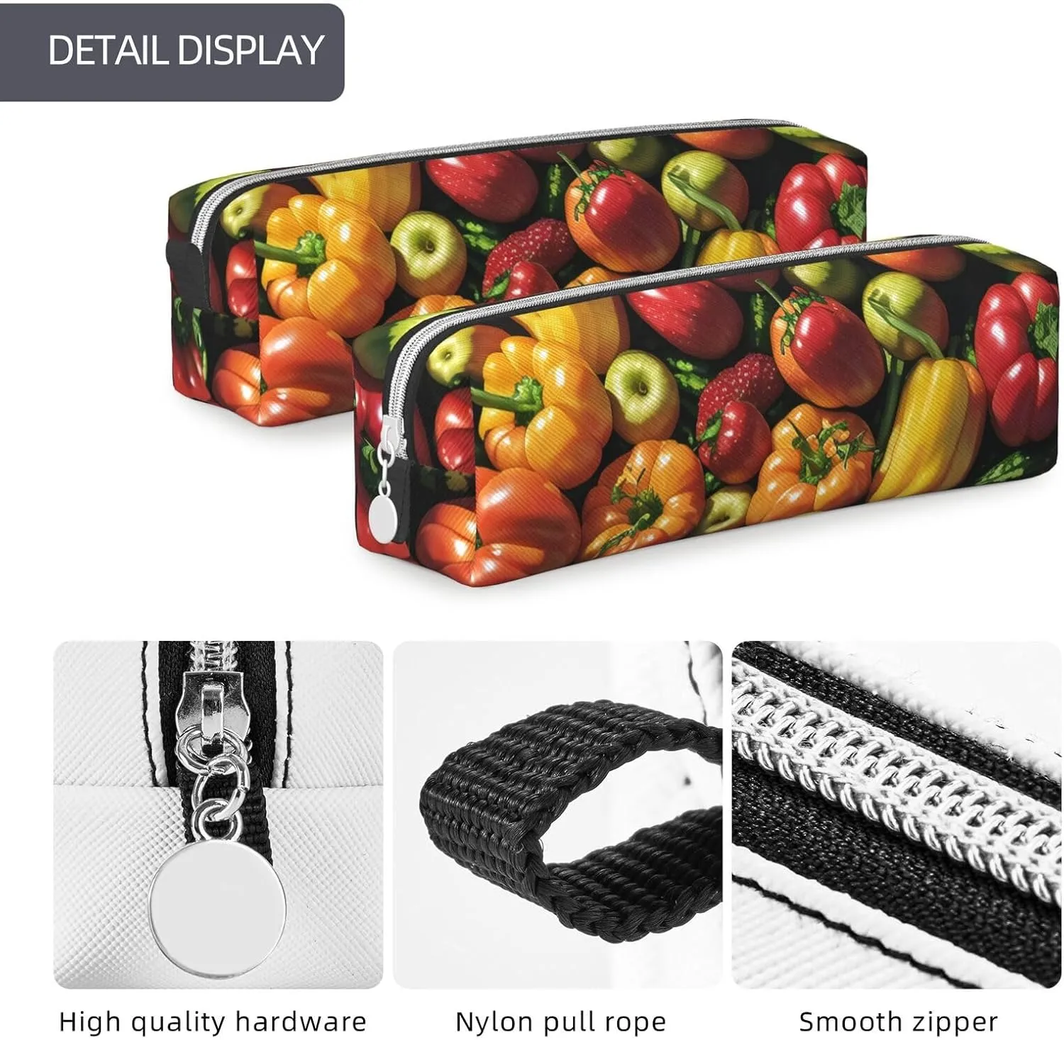 Fruit And Vegetables Pencil Case Pu Leather Cute Small Pencil Case Pencil Pouch Storage Bag With Zipper