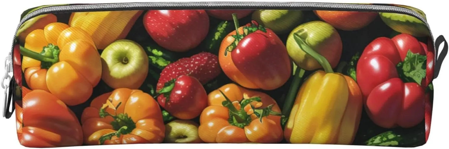 Fruit And Vegetables Pencil Case Pu Leather Cute Small Pencil Case Pencil Pouch Storage Bag With Zipper