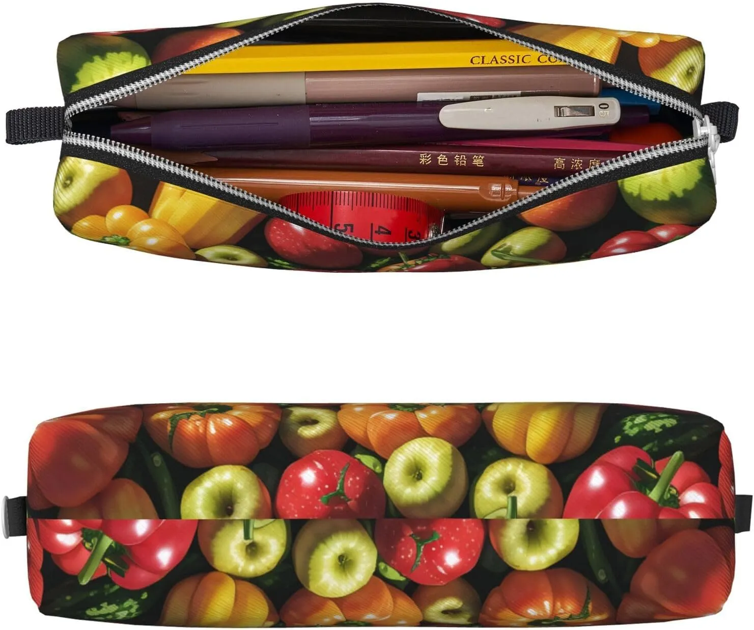 Fruit And Vegetables Pencil Case Pu Leather Cute Small Pencil Case Pencil Pouch Storage Bag With Zipper