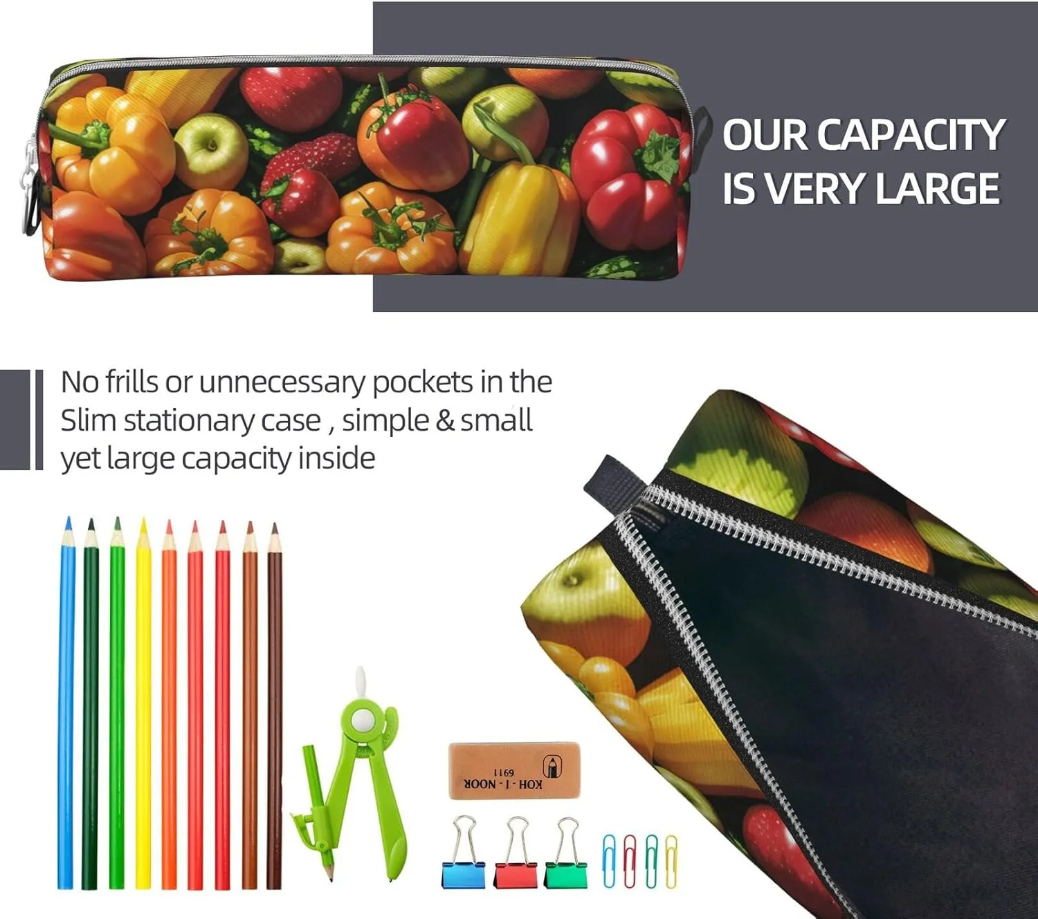 Fruit And Vegetables Pencil Case Pu Leather Cute Small Pencil Case Pencil Pouch Storage Bag With Zipper