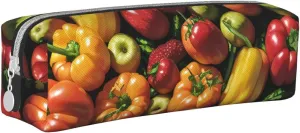 Fruit And Vegetables Pencil Case Pu Leather Cute Small Pencil Case Pencil Pouch Storage Bag With Zipper