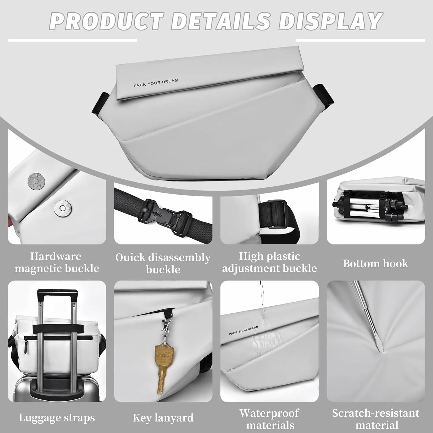 FSD.WG Cross-body bag Shoulder bag Sling Backpack and Crossbody Bags for Men fit 12" iPad Casual Daypack