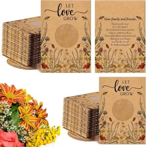 Fumete 100 Pcs Let Love Grow Seed Packets Cool Wedding Favors for Guests Kraft Envelope Kraft Bag with Window Flower Resealable Seed Storage Packets for Wedding Party Favors Bridal Shower