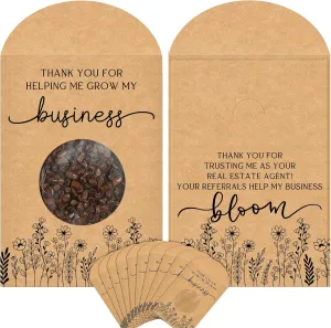Fumete 100 Pcs Real Estate Agent Gifts for Clients Thank You Seed Packet Favors Wildflower Organizer Self Adhesive Bags Flower Packets with Window Closing Gifts for Home Buyers, No Seeds