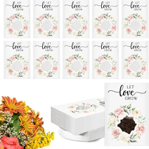 Fumete 100 Pcs Wedding Favor for Guests Let Love Grow Seed Packets Bulk Envelope Kraft Bag with Window Flower Resealable Seed Storage Packets for Wedding Party Favors Bridal Shower, No Seeds