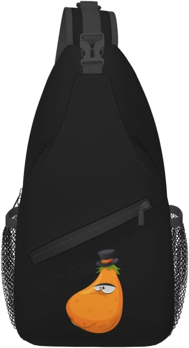 Funny Pumpkin With Hat Crossbody Bags For Women Men Chest Backpack Gym Shoulder Bag Travel Outdoor Sports Casual Crossbody Bags