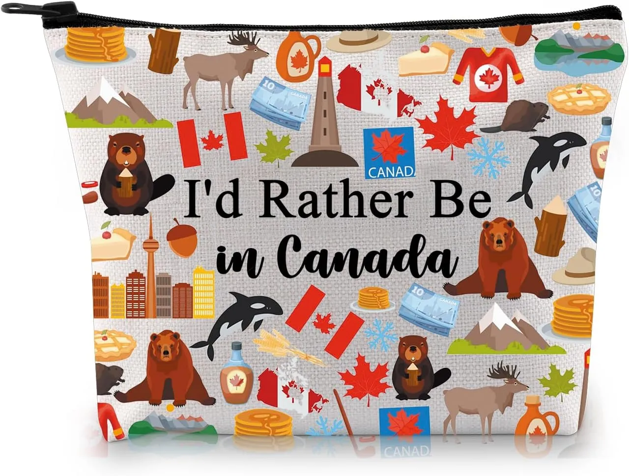 G2TUP Canada Travel Gift I'd Rather Be in Canada Makeup Bag Canada Lover Cosmetic Bag Canada Sightseeing Gift Canadian Gift (Be in Canada MB)