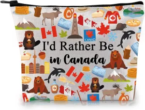G2TUP Canada Travel Gift I'd Rather Be in Canada Makeup Bag Canada Lover Cosmetic Bag Canada Sightseeing Gift Canadian Gift (Be in Canada MB)