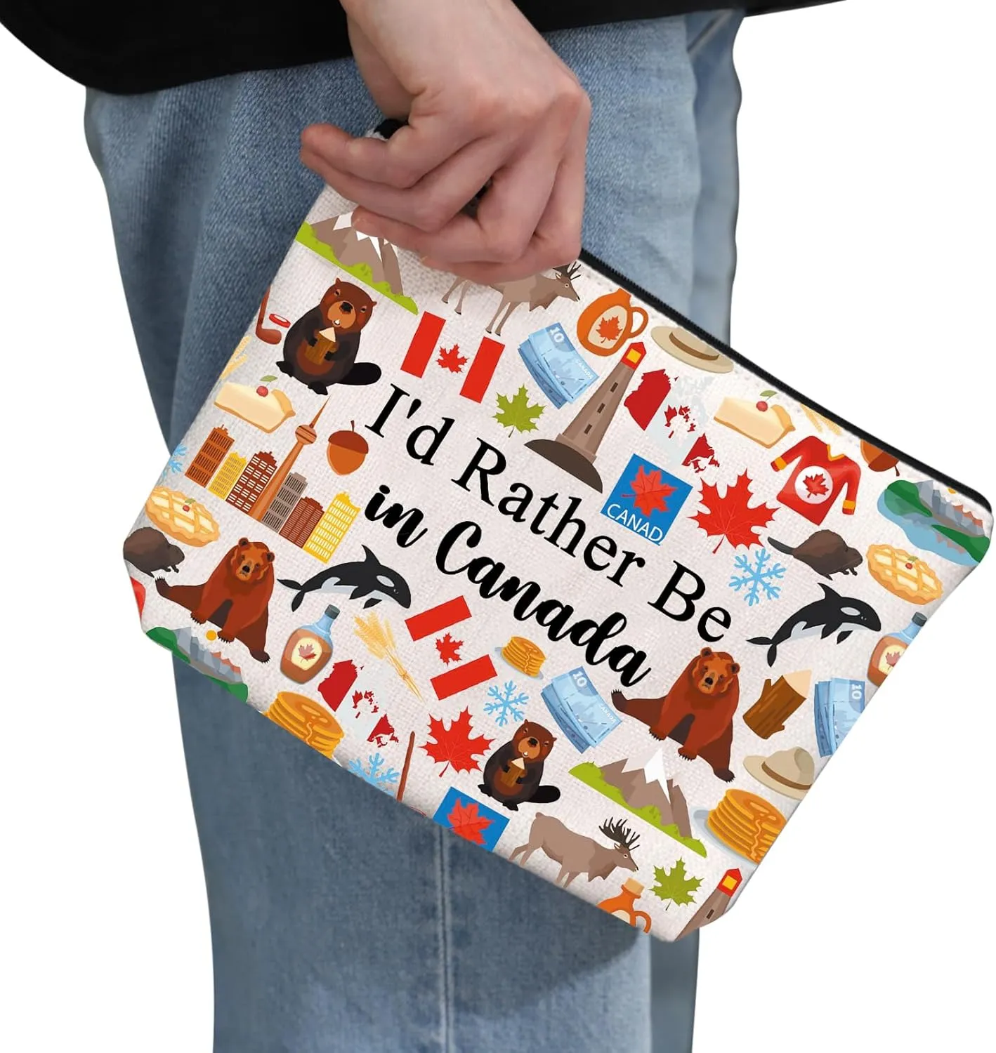 G2TUP Canada Travel Gift I'd Rather Be in Canada Makeup Bag Canada Lover Cosmetic Bag Canada Sightseeing Gift Canadian Gift (Be in Canada MB)