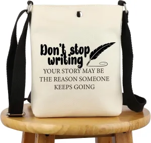 G2TUP Creative Writer Don't Stop Writing Makeup Bag - Future Author Cosmetic Bag - Novelist Appreciation Gift - Zipper Travel Bag (Stop Writing X)