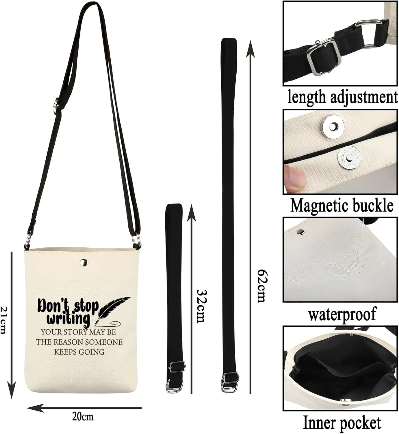 G2TUP Creative Writer Don't Stop Writing Makeup Bag - Future Author Cosmetic Bag - Novelist Appreciation Gift - Zipper Travel Bag (Stop Writing X)
