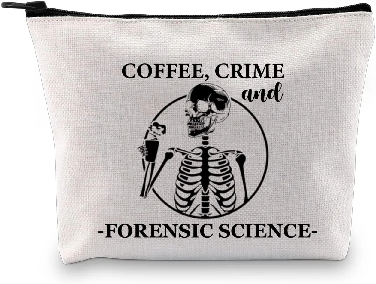 G2TUP Forensic Scientist Gift Coffee Crime And Forensic Science Makeup Bag Forensic Science Investigator Cosmetic Bag Criminologist Gift Travel Bag (And Forensic Science White Bag)