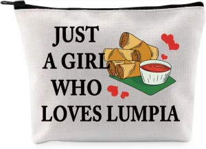 G2TUP Funny Lumpia Gift Who Loves Lumpia Makeup Bag Pinoy Filipino Food Lovers Cosmetic Bag Philippine Culture Lover Gift (Who Loves Lumpia MB)