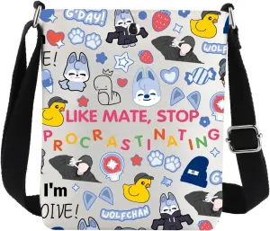 G2TUP K Pop Stay Crossbody Bag K Pop Stay Wolf Gifts Like Mate Stop Procrastinating Gifts Stay Wolf Shoulder Bag