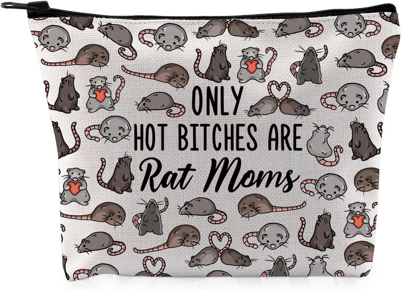 G2TUP Rat Gift Only Hot B* Are Rat Moms Makeup Bag Rat Mom Cosmetic Bag Rat Lover Gift (Are Rat Moms MB)