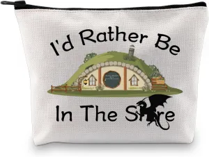 G2TUP Rather Be in The S Makeup Bag - Hobbit Fan Cosmetic Bag, Tolkien Fan Gift, Movie Inspired Fantasy Lover Gift (White Bag)