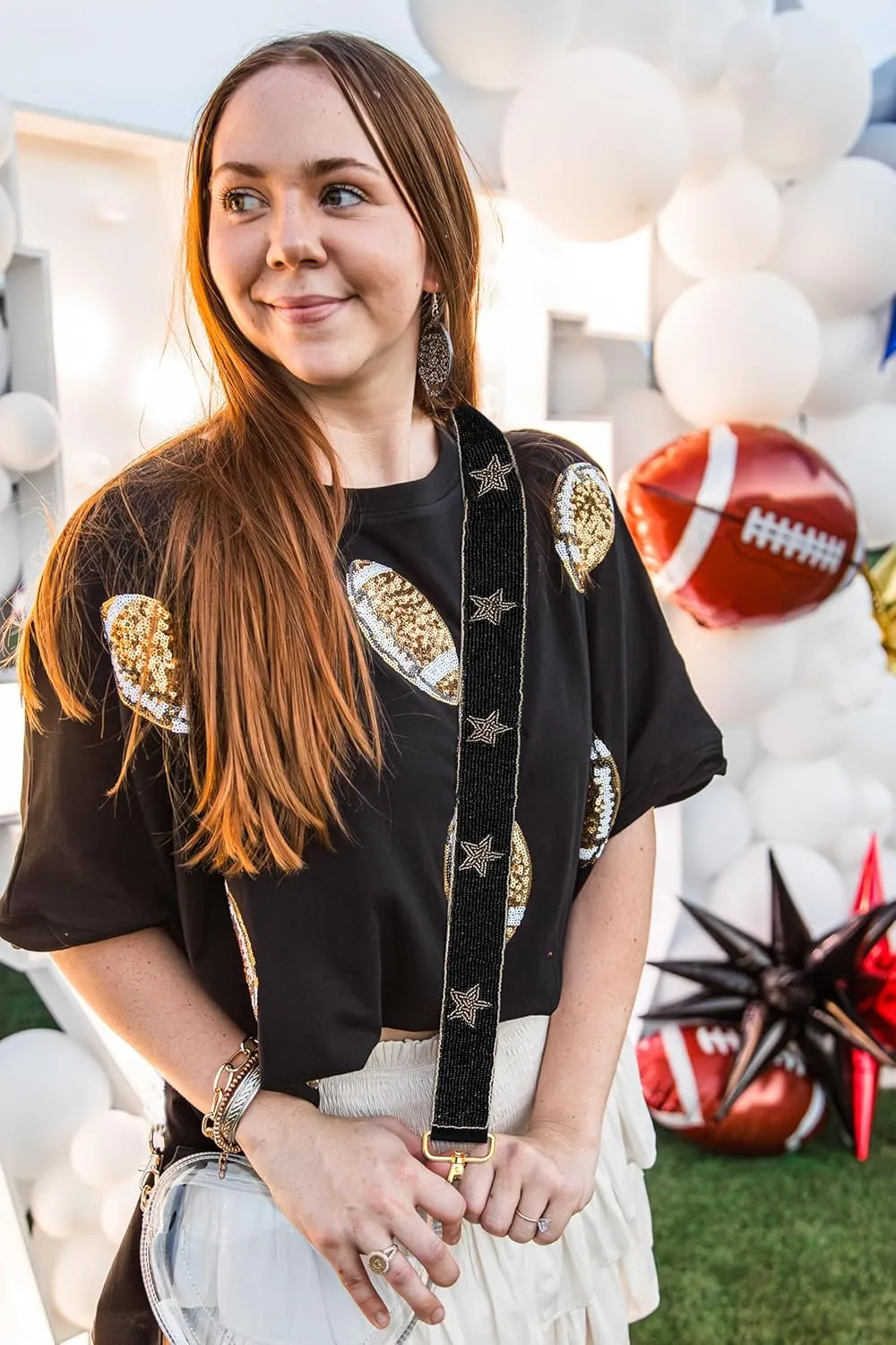 Game Day Beaded Purse Strap Stadium Football Stars Bag Strap Game Day Concert Clear Crossbody Handbag Replacement Strap