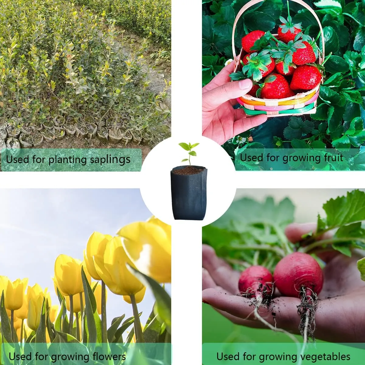 gardtree Plant Nursery Bags 7” x 7.87” 400PCS, Non-Woven Biodegradable Plant Grow Bags Fabric Seedling Starter Bags for Vegetable Flower Fruit Saplings Tree, Home Garden Supply
