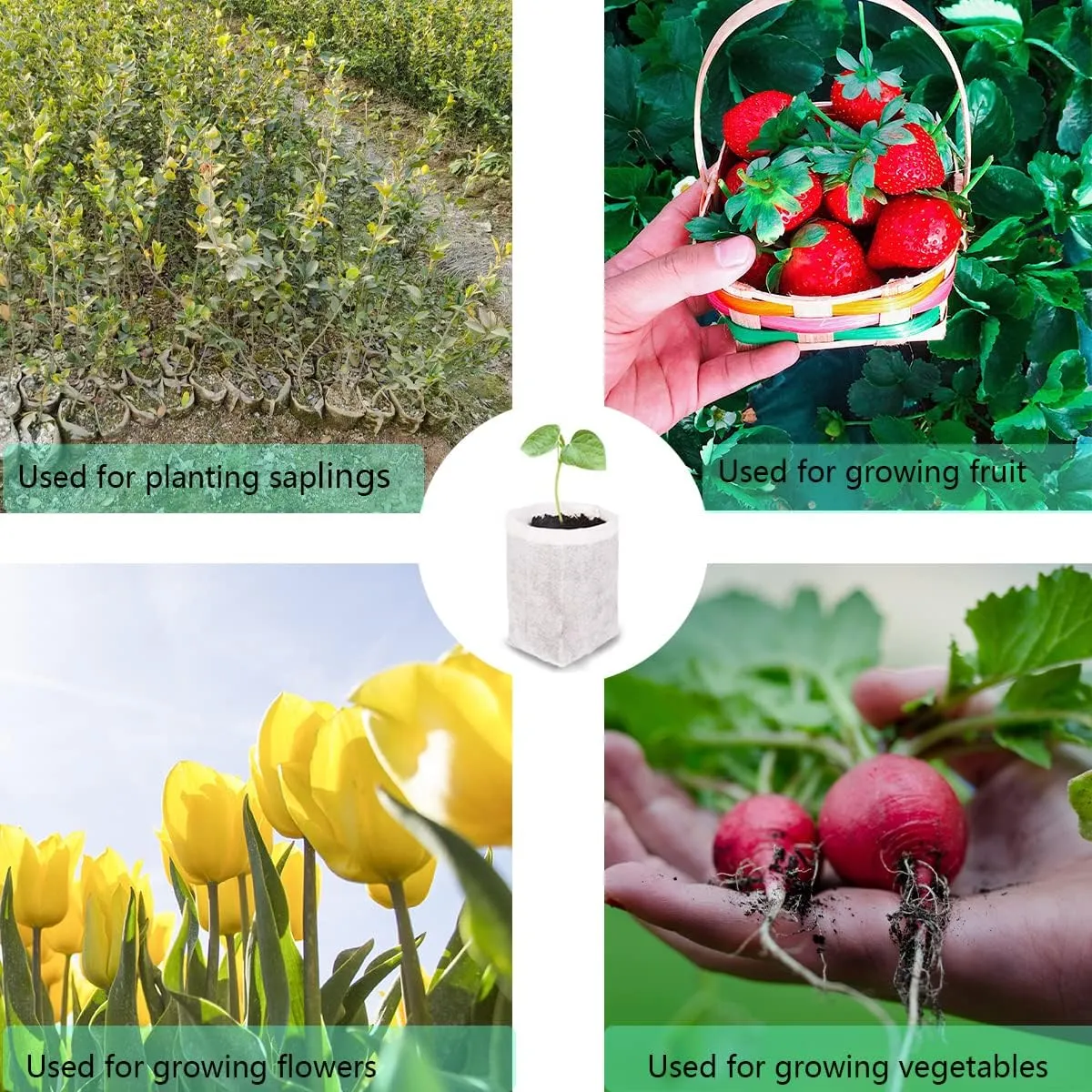 gardtree Plant Nursery Bags 7" x7.87" 400PCS, Non-Woven Biodegradable Plant Grow Bags Fabric Seedling Starter Bags for Vegetable Flower Fruit Saplings Tree, Home Garden Supply