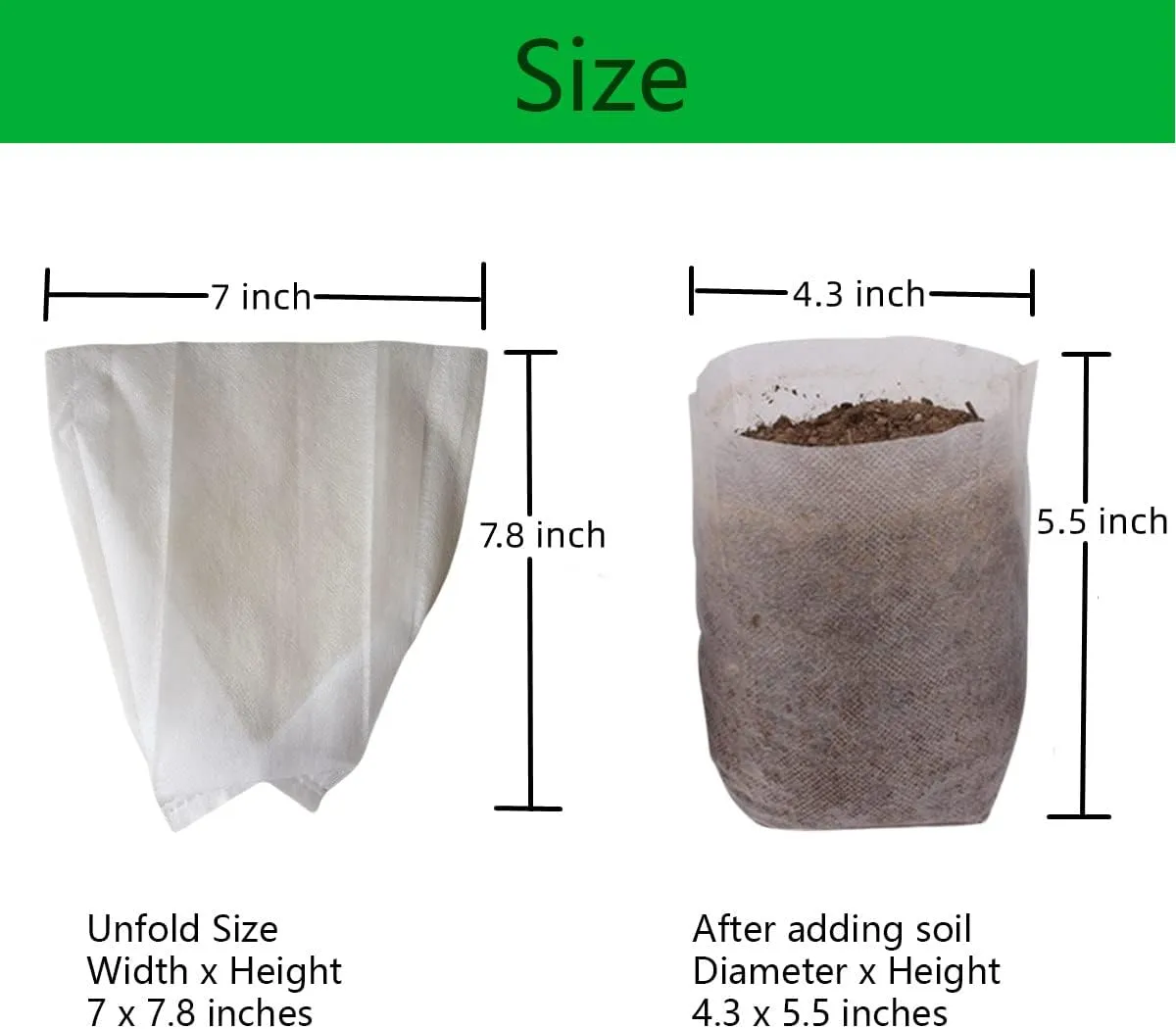 gardtree Plant Nursery Bags 7" x7.87" 400PCS, Non-Woven Biodegradable Plant Grow Bags Fabric Seedling Starter Bags for Vegetable Flower Fruit Saplings Tree, Home Garden Supply