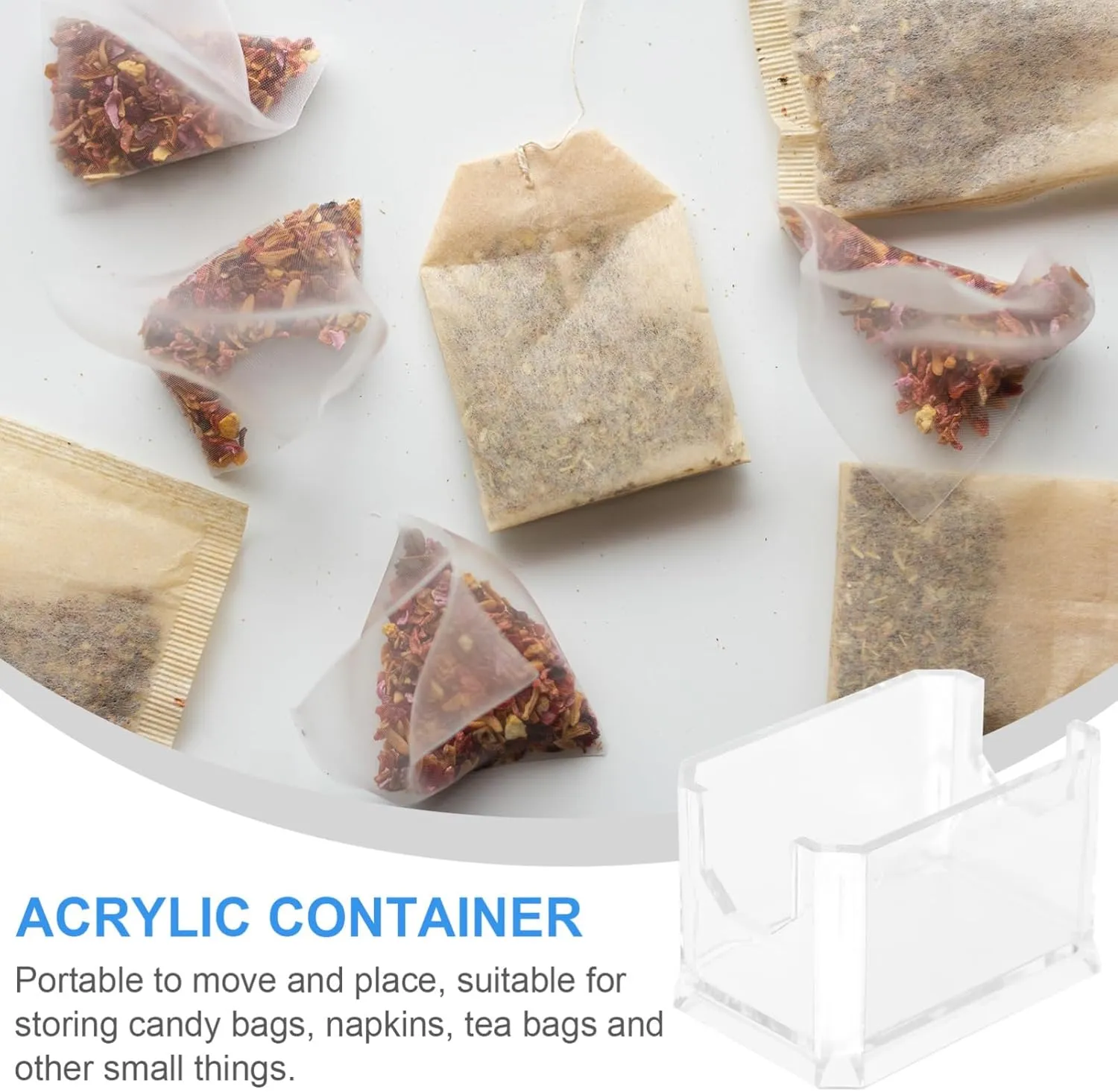Garneck 3sets High-hardness Acrylic Tea Bag Holder Reusable Tea Bag Box Square Home Office Storage 2pcs*3