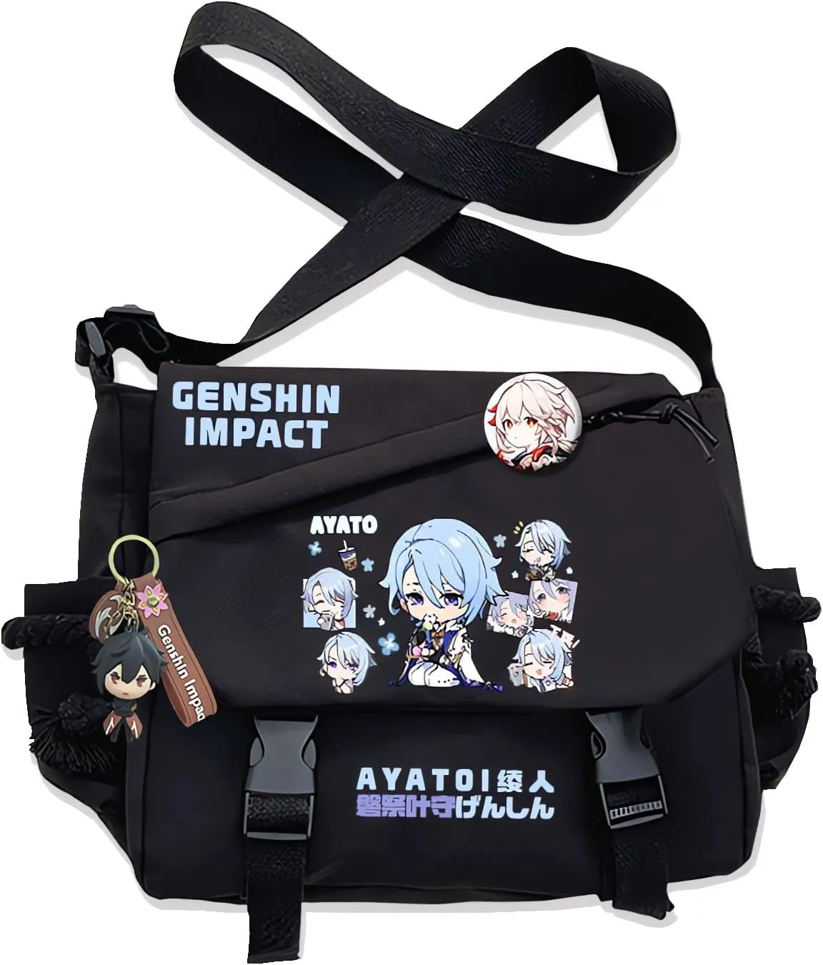 Genshin Impact Handbag Furina Crossbody Bag Single Shoulder Bag Adult Anime 3D Print Backpack Black Bag