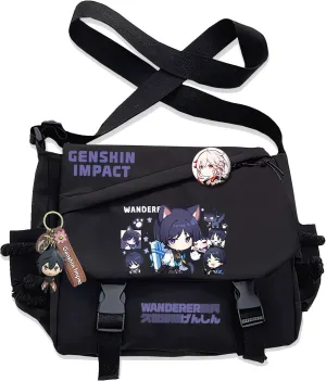 Genshin Impact Handbag Furina Crossbody Bag Single Shoulder Bag Adult Anime 3D Print Backpack Black Bag