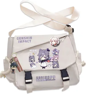Genshin Impact Handbag Furina Crossbody Bag Single Shoulder Bag Adult Anime 3D Print Backpack White Bag
