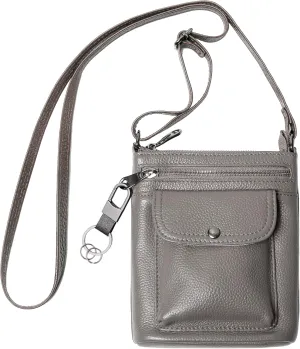 Genuine Leather Adjustable Small Crossbody Phone Purses Key Ring Strap, Travel Zipper Shoulder Handbags, Pockets Credit Card