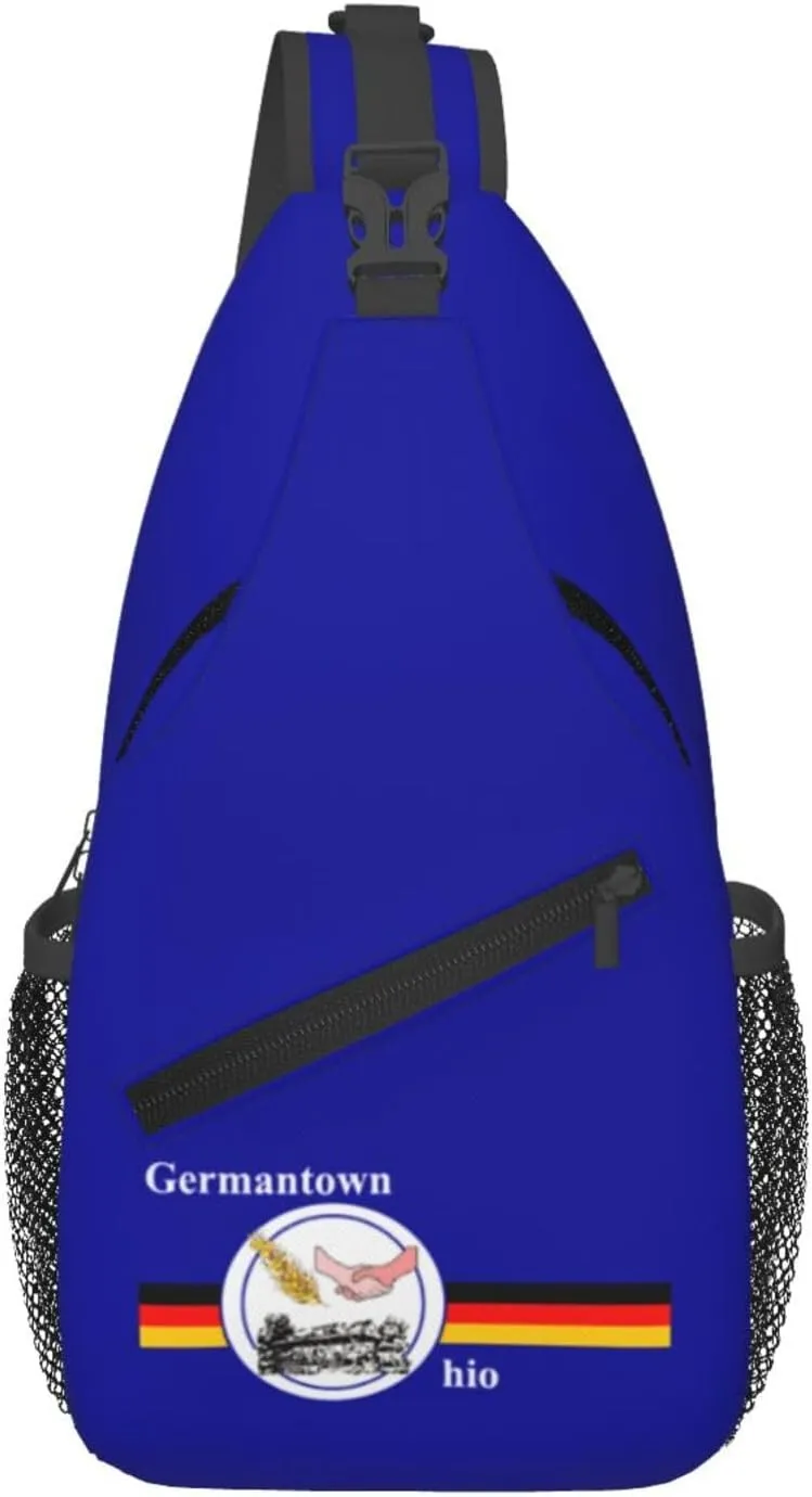 Germantown Ohio Flag Historic Pozzuto Crossbody Bags For Women Men Chest Backpack Gym Shoulder Bag Travel Outdoor Sports Casual Crossbody Bags