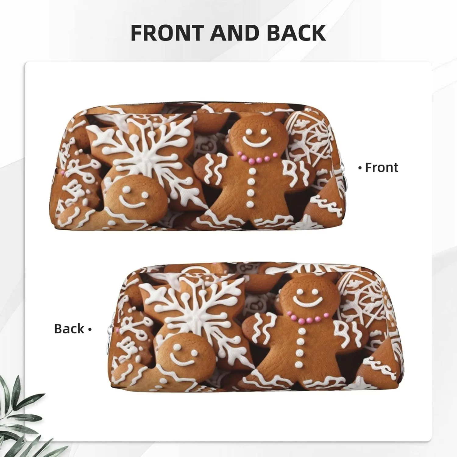 gingerbread Makeup Bag Travel Toiletry Bag Big Pencil Bags for Women Men Leather Zipper Coin Pouch Purse