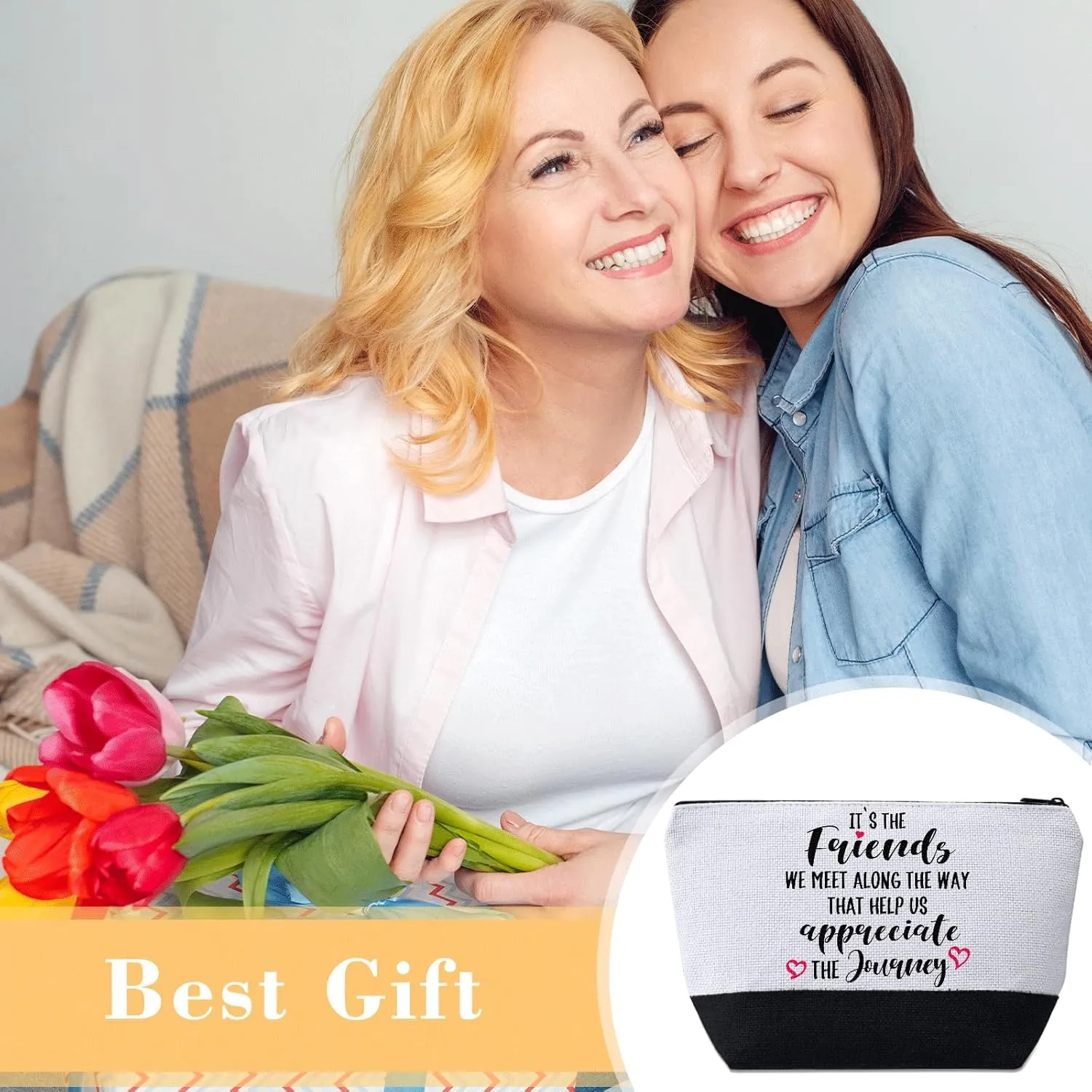 Girls Trip Gifts Makeup Bag,2 Pcs Cosmetic Toiletry Bag girls trip gifts favors for Friendship Bachelorette Party Birthday